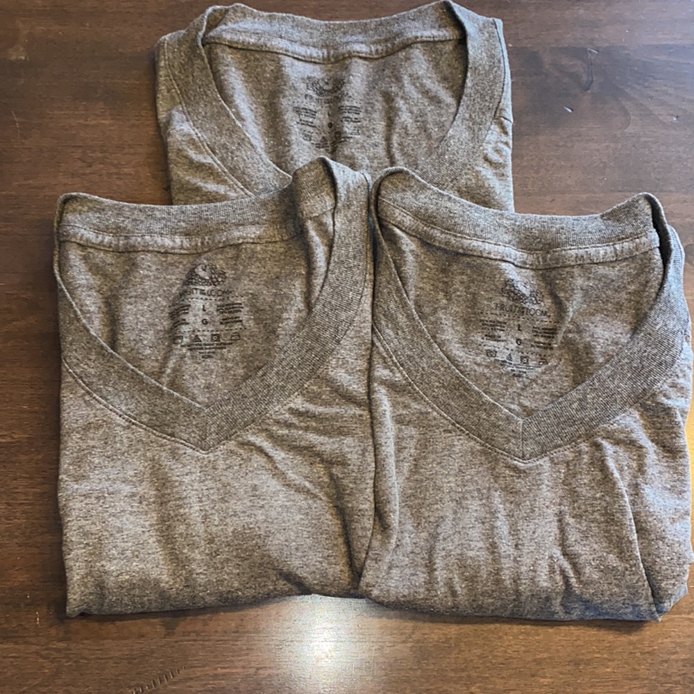 Fruit of the Loom | Men’s Gray Short Sleeve T-Shirt Size Large Bundle of 3